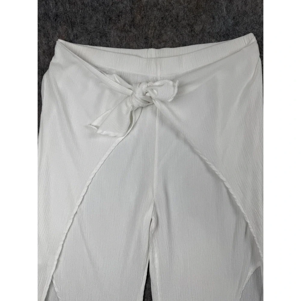 Kona Sol Womens XL White Gauze Wrap Front‎ Tie Swim Cover Up Slit Pants